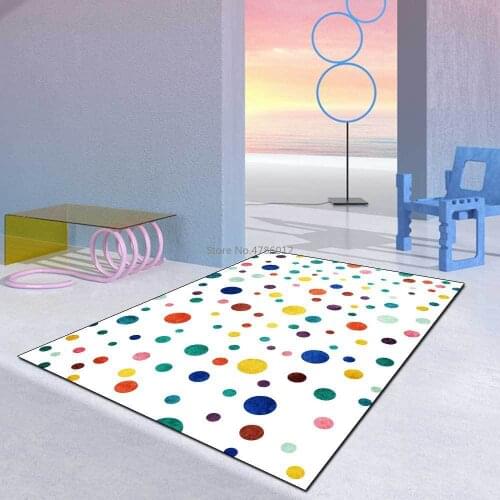 160 X 230CM Nordic Cartoon Watercolor Dot Triangle Clouds Morandi Color Imitation Cashmere Living Room Bedroom Bedside Carpet