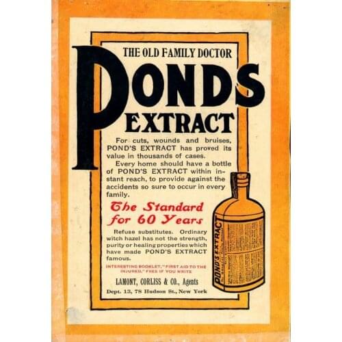 POND`S EXTRACT 1907 METAL TIN SIGN POSTER WALL PLAQUE