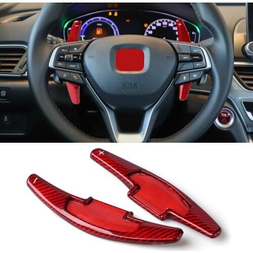 2pcs Red Carbon Fiber Steering Wheel Shift Paddle Extension Shifter Fit For Honda Accord Civic CR-V Pilot Odyssey Insight Acura