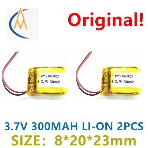 2PCS 802023 3 3.7V 300mAh 702023 602023 802022 polymer battery toy navigator charging treasure sound
