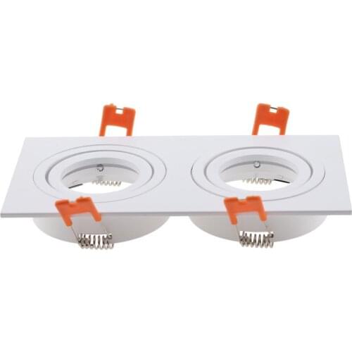 2pcs White Silver Square GU10 Adjustable Aluminum Frame For Led Fixture Downlight MR16 Fitting Recessed Ceiling Spot Light Frame