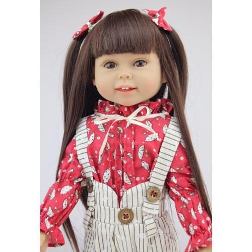 45cm Bib pants princess girl doll brown eyes all Silicone Reborn Baby Dolls For Girls gift Toy Waterproof bebes Boneca bjd