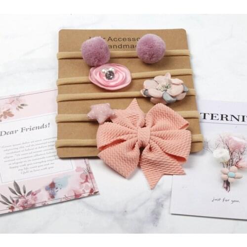 5pcs/set Baby Girls Nylon Headband Flower Hair Bands Bebes Bows Bowknot Headbands Hair Accessories