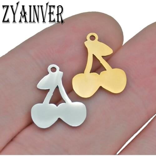5pcs/lot Stainless Steel Cherry Charms Jewelry Making Earring Pendant Fruit Charm Bracelet Necklace Charm Diy Finding Women Gift