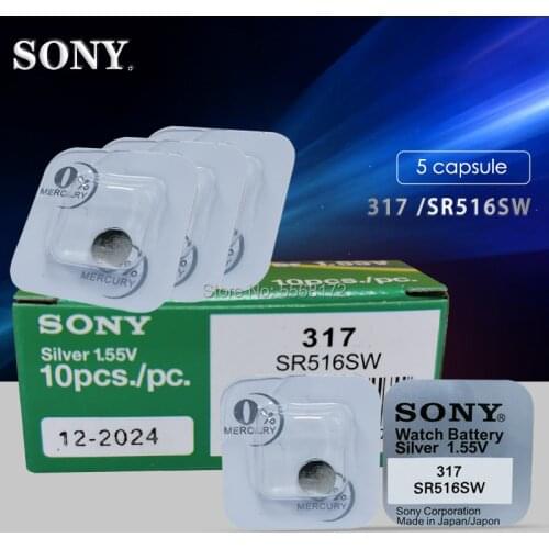 5pcs Brand New Sony LONG LASTING 317 SR516SW SR62 D317 V317 Watch Battery Button Coin Cell JAPAN Made 100% Original