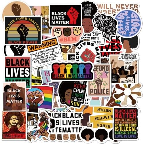 50pcs Black Lives Matter Vinyl Stickers Decals Anti-Racism BLM Graffiti Sticker Pack for Water Bottle Skateboard Laptop Luggage