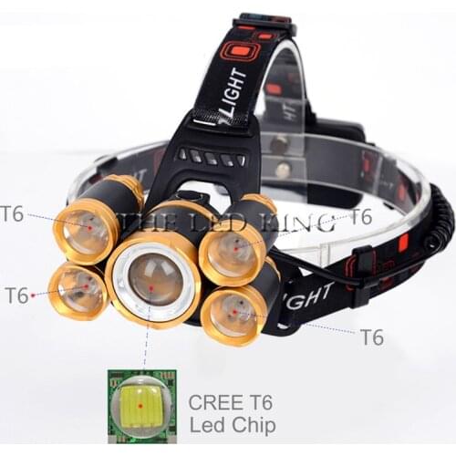 50000LM led Headlamp 5*L2 V6 T6 Headlight Micro Rechargeable head lamp waterproof Head Torch Flashlight 18650 fishing light led