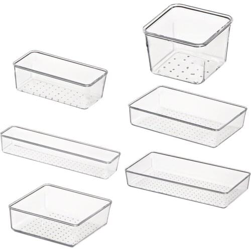 6Pcs Household Sundries Boxes Home Tableware Storage Boxes (Transparent)