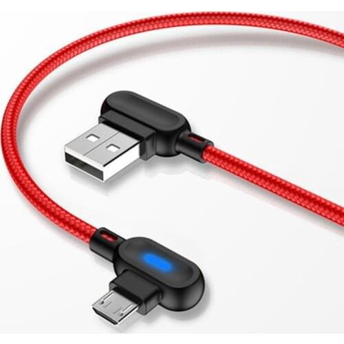 90 Degree Micro USB Cable 1M 2M Fast Charging Data Sync USB Charger Cable For Samsung Xiaomi Huawei HTC LG Android Phone Cables
