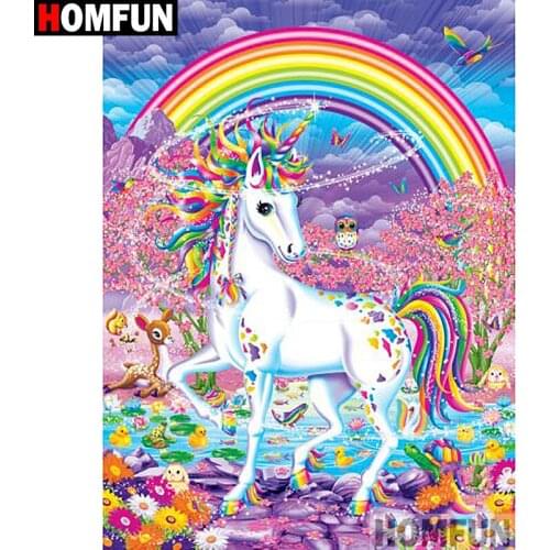 HOMFUN Full Square/Round Drill 5D DIY Diamond Painting "Color horse" Embroidery Cross Stitch 3D Home Decor Gift A12830