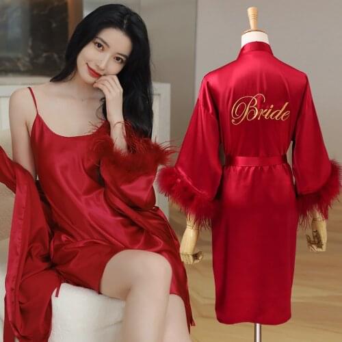 Satin Bride Bridesmaid Wedding Bathrobe Gown 2021 New Style Kimono Robe Women Nightwear Intimate Lingerie Summer Sleepwear