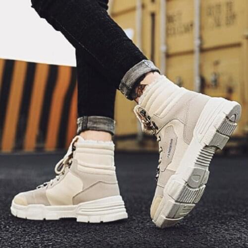 Fashion boots mens high-top cotton shoes plus velvet warm snow boots winter trend non-slip cotton boots