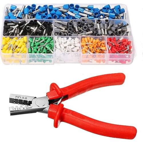 EC02 800Pcs Insulated Wire Connector Terminal Cord Pin End Terminal With Crimper Plier