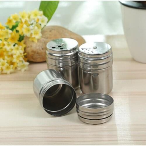Spice Seasoning Bottle Stainless Steel Spice Jar Salt Seasoning Can Rotating Cover for Camping Picnic BBQ Kitchen Accessories