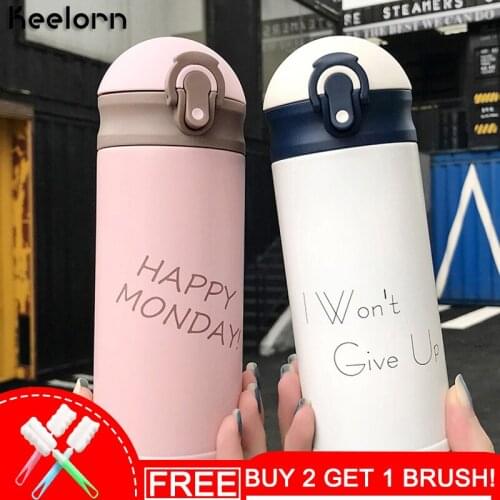 Keelorn 280ml Small Portable Vacuum Cup Mini Student Korean Water Cup Drink Literary Stainless Steel Vacuum Flask Thermoses Cups