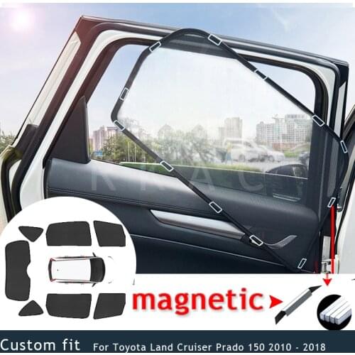 Magnetic Car Sunshade Mesh Sun shade Side Windows Sun Car curtain Visor Anti-UV For Toyota Land Cruiser Prado 150 2010-2018