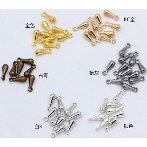 100p 2x7/3x9mm Water Drop Metal loose beads End Beads For DIY Extender Chain Pendant Jewelry Making Findings pendant Accessories