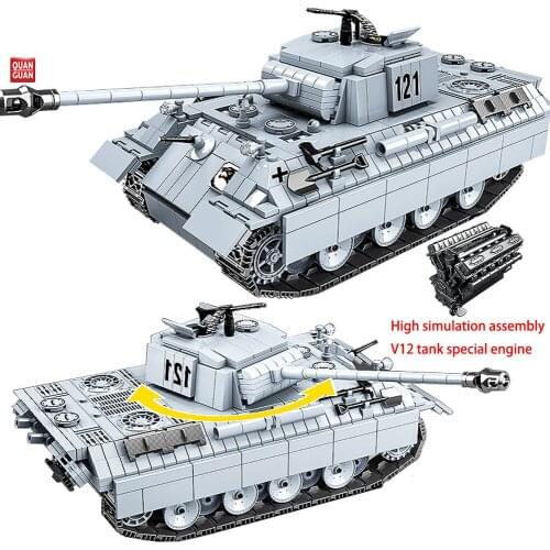 WW2 German Military Panther Tank Model Building Blocks WW2 Weapon Character Silah Soldier Bricks Toys For Boys Christmas Gifts