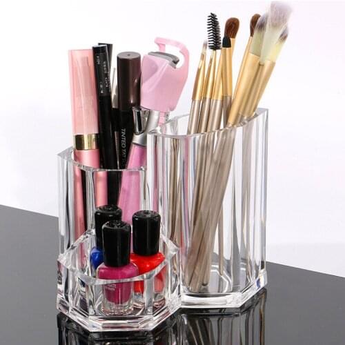 Fashion Make up Brushes Holder Eyebrow Pencil Lipsticks Nail Art Brushes Pen Storage Box Crystal Acrylic Material Ready to Ship