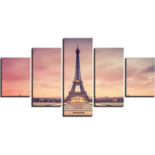 Modular Wall Canvas Art Home Decoration Painting 5 Panel Eiffel Tower For Living Room Modern HD Pictures Printed Unframed Poster