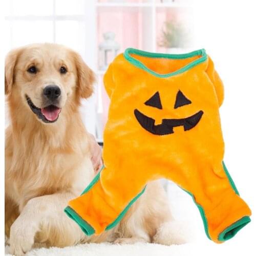 2021 New Pet Clothing Pumpkin Pattern Decorative Breathable Puppy Halloween Sweater Flannel Personality Dog Costume