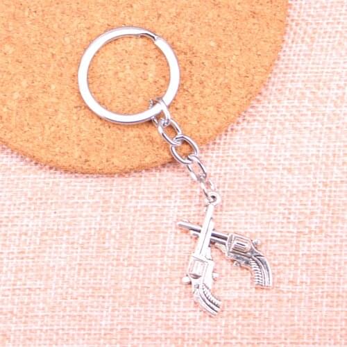 New Arrival crossed pistols revolvers western Charm Pendant Keychain Key Ring Chain Accessories Jewelry Making For Gifts