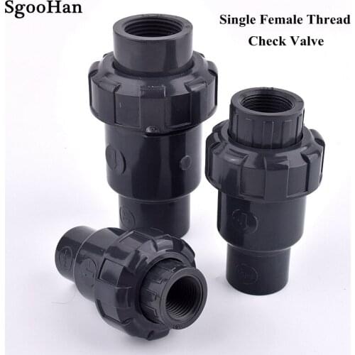 UPVC 1/2 3/4 Inch Single Female Thread Check Valve Aquarium Fish Tank Adapter One Way Non-Return Ball Valve Pipe Fittings