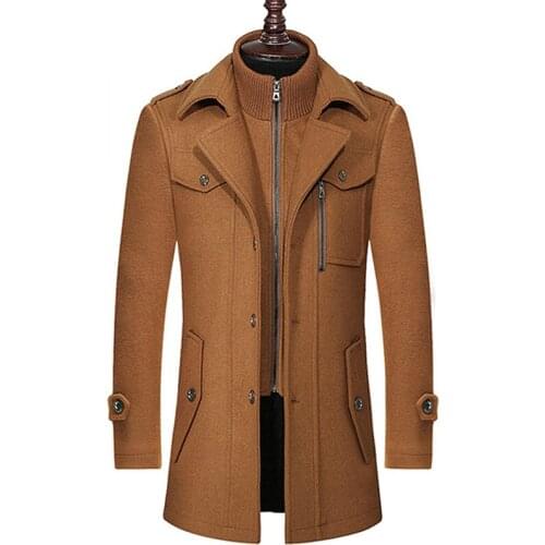 Autumn And Winter 2021 New Overcoat Middle Aged Woolen Wool Coat Men Fashion Outerwear Warm Wool Jacket Men Thickened Lapel