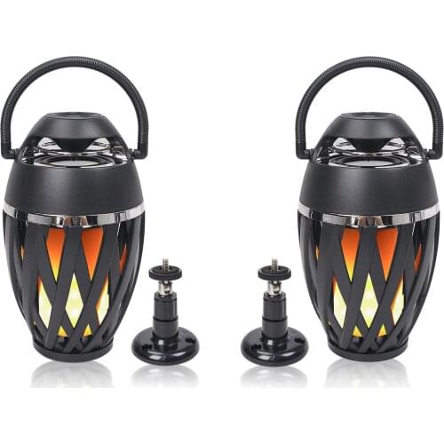 Sound Town Pair of Portable BT Speakers with LED Lights, True Wireless Stereo (TWS), Wall Mount Brackets, and Decorative Flame