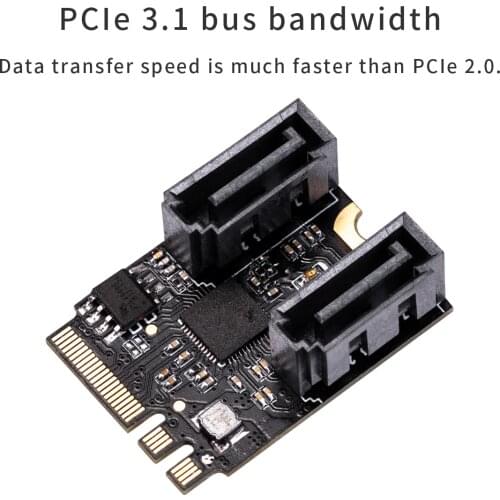 IOCREST M.2 ngff to sata 3 adapter card A Key and E key to 2 Ports SATA 6Gb/s adapter card 2230mm size free driver