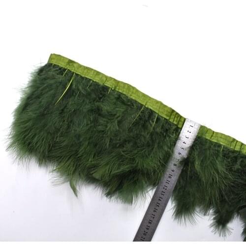 2Meters Army Green Fluffy Marabou Feather Trims Fringe 6-8inch Turkey Feathers for Crafts Ribbon Boa Clothing Wedding Decoration