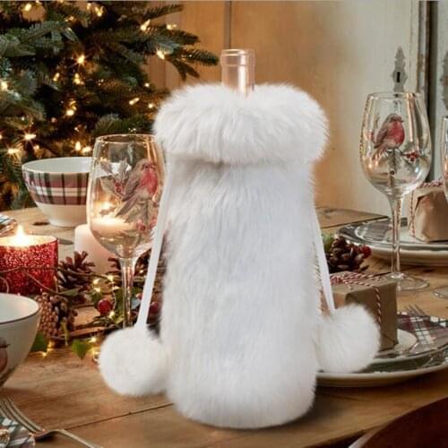 Party Decoration Wine Bag Christmas Gift Champagne Bag Faux Fur Packaging Bag Wedding Elegant Wine Wine Bottle Cover