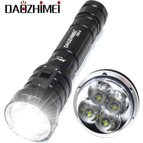Professional DX4S LED Diving Flashlight 4000 Lumens 4*XM-L L2 Yellow/White Waterproof IPX8 Underwater LED Dive Torch camping Lig
