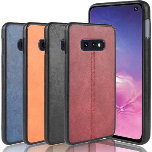 For Samsung Galaxy S10e Case 5.8 inch Lightweight Calfskin PU Leather lines Soft Edge Phone Case for Samsung S10e Back Cover