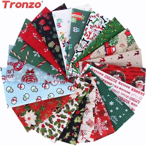 Tronzo 5/10pcs Christmas Series Cotton Fabric Green Cloth Floral Cotton Cloth Fabrics Patchwork Needlework DIY Handmade Material