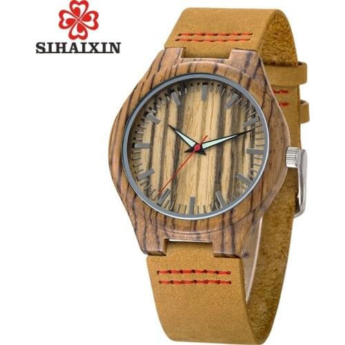 SIHAIXIN Original Brand Original Mens Wooden Watch Casual Design Quartz Watch Wristwatches mens watch curren
