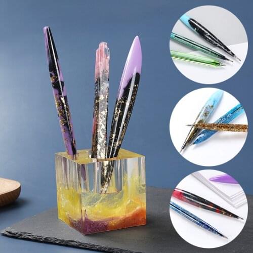Transparent Ballpoint Pen Silicone Mold Uv Resin Epoxy Pen Holder Resin Casting Molds Creative Diy Birthday Gift Making Material