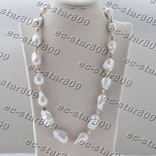Z11172 18“-24" 26mm White Baroque Reborn KESHI Pearl Star Bead Necklace Choker Women Fine Jewelry