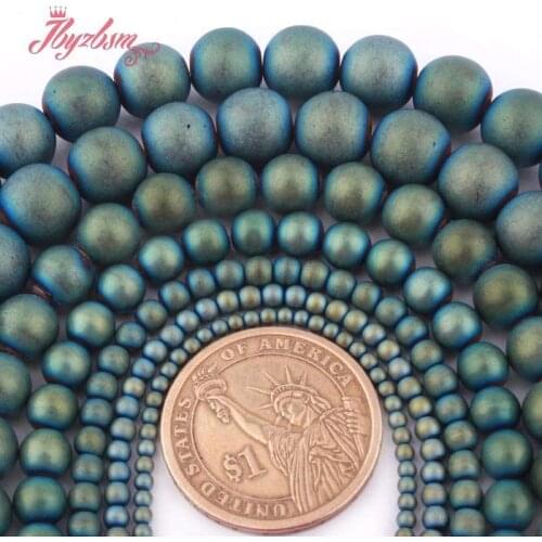 Green Hematite Beads Round Frost Stone Spacer Loose Beads 2.3.4.6.8.10mm for DIY Women Men Jewelry Making Necklace Bracelet 15"