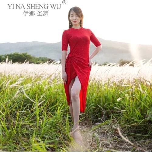 New Style Belly Dance Long Skirt Female Sexy Mesh Dress Practice Clothes Summer Elegant Profession Performance Exercise Clothing