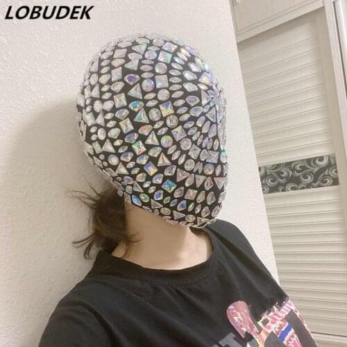 Gold Silver Rhinestone Rivet Mask Headgear Nightclub Bar Male Female Masked Singer Dancer Performance Ornament Stage Accessories