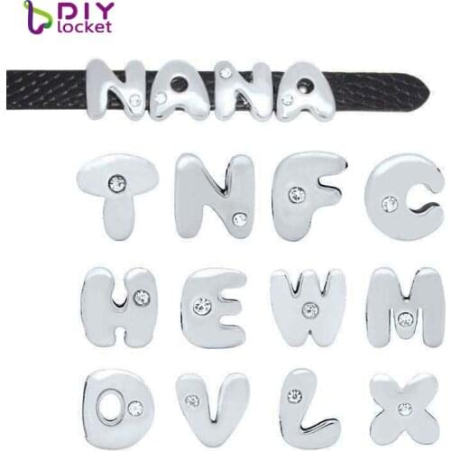 1300PCS 8MM Fat one Rhinestone Slide Letters New fashion jewelry Fit Wristband LSSL05*1300