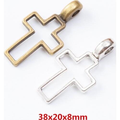 15 pieces of retro metal zinc alloy cross pendant for DIY handmade jewelry necklace making 7198