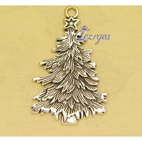 2pcs/lot--68x41mm, Antique silver plated Christmas tree charms,DIY supplies,Jewelry accessories