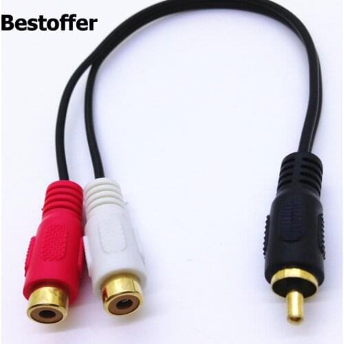 25cm RCA Male to 2 RCA Female Gold Plated Audio Adapter Y Splitter Cable Audio Extension Cord