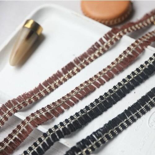 4 Meters/lot Width 1.4cm Coffee Black High Quality Lace Trim Sewing Ribbon Tassel Fringe Dress Garment Curtain Decoration DIY