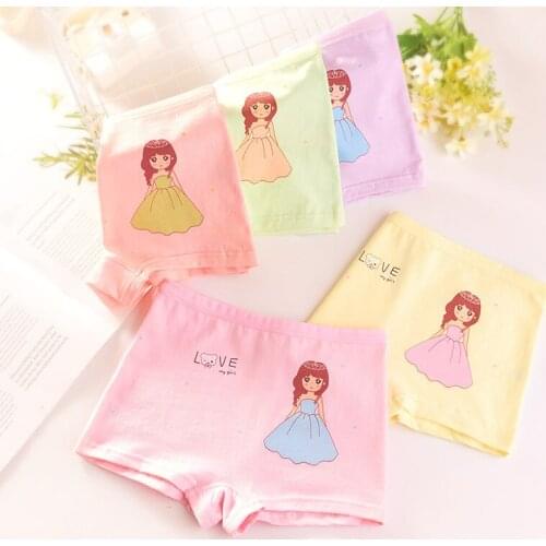 6Pcs/Lot Childrens Underwear Girls Fine Shuttle Cotton Student Cute Cartoon Deer-shaped Dot Baby Triangle Shorts for 3-10years