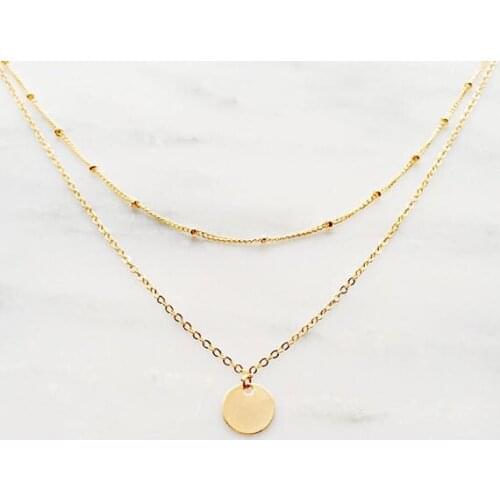 925 STERLING SILVER 2Lİ SEQUIN LADY NECKLACE