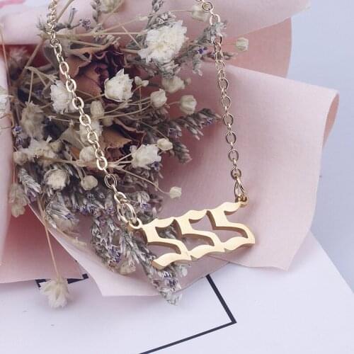 Stainless Steel Number Digital Pendant Necklaces For Women Men Gold Silver Color Chain Necklace Fashion Jewelry Gifts