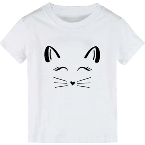 Cat Lashes face Print Kids tshirt Boy Girl shirt Children Toddler Clothes Funny Street Top Tees CZ-141
